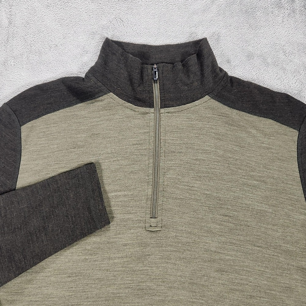 Smartwool Merino 250 Pullover Mens Medium Green 1/4 Zip Wool Base Layer